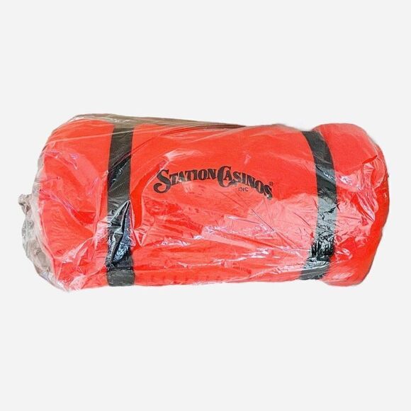 NEW Station Casino Red Felt Blanket Throw with Travel Handle Monarch Promo 60x49 - Picture 3 of 8